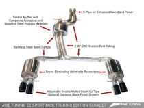 S5 Sportback Touring Edition Exhaust System (Exhaust + Non-Resonated Downpipes) - Diamond Black Tips AWE Tuning